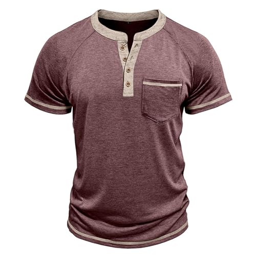 Mens Slim Fit Henley Shirts Short Sleeve Casual Button T-Shirts Basic Tee Shirt Summer Vintage Tshirts with Pocket3