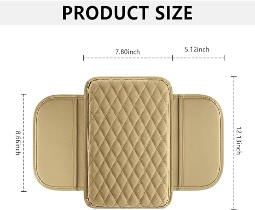 Lonimia Center Console Cover, Armrest Cover For Car, Leather Material Side Bag Design Soft Adjustable Size Non-Slip Practical Hand Pads, Suitable For Sedans, SUVs, Etc