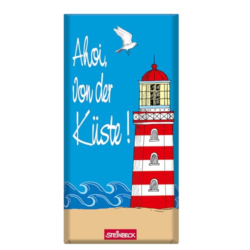 STEINBECK Schokolade 100g Ahoi von der Küste Geschenk-Urlaub Ostsee Nordsee Mitgebsel Leuchtturm Seehund Robbe