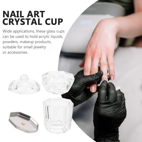 Set 2 Vasos de Cristal para Arte de Uñas con Tapa miniatura 3