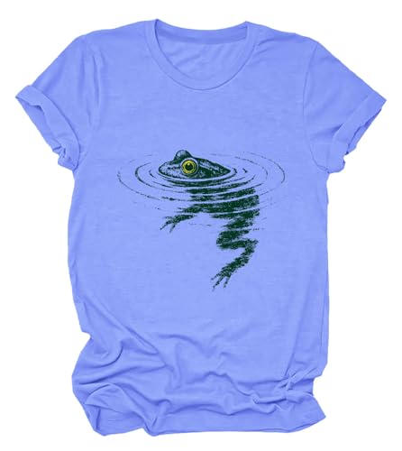 Image of Frog Swimming T-Shirt - Cozy Vintage Swimming Frog Shirt for Women Men