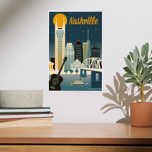 Lantern Press 8x12 Inch Art Print Wall Decor, Nashville, Tennessee, Retro Skyline - Image 3