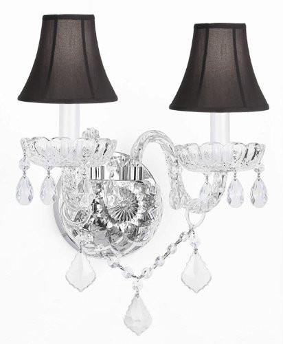Murano Venetian Style Crystal Wall Sconce Lighting with Black Shades!
