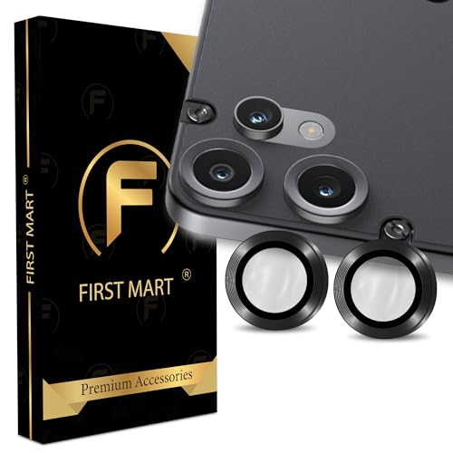 Image of FIRST MART Camera Lens Protector for CMF Phone 2 Pro - 9H Tempered Glass Metal Alloy Rings, Military-Grade Anti-Scratch Camera Ring Guard, HD Clear, Case-Friendly Protection - Black