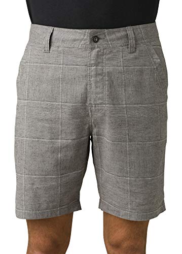 prAna Short masculino com sulco, xadrez de cascalho, 91 cm L x 21 cm C
