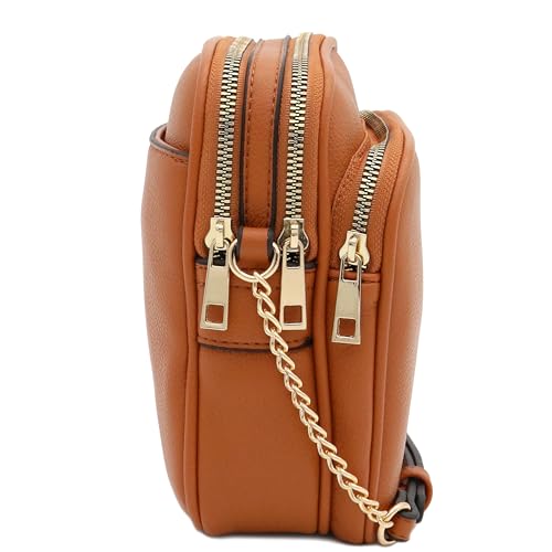 Image of FashionPuzzle Multi Pocket PU Leather Casual Medium Crossbody Bag with Adjustable Strap