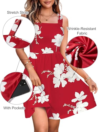 HUHOT Wedding Guest Dresses for Women Bridal Shower Dresses for Guest Sleeveless Baby Shower Sun Dress with Pockets