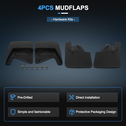 Image of ECCPP Mudguard Splash Guards Front & Rear 2022-2024 for Toyota for Tundra 3.4L Mud Flaps Set of 4 Flexible and Bendable Mud Flaps Splash
