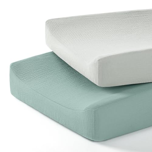 Image of lulumoon Baby Changing Pad Cover: Muslin Diaper Changing Table Pad Cover - Changing Pad Sheets for Girls Boys