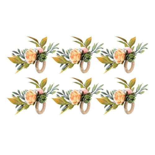 Blmirror Anillos para Servilletas, Juego de 6 Servilleteros de Flores con Anillos de Mesa de Cena de Perlas para Bodas, Fiestas, Navidad, Vacaciones