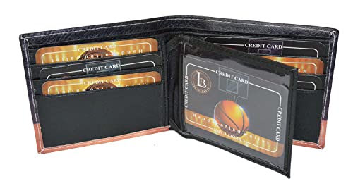 Leatherboss Printed Basketball Hoop Hardwood floor Sports Bifold Credit Card Cash Holder Wallet with Gift box for men Multicoloured3