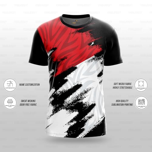 Image of YOURJERSEY Custom Sports Jersey for Men & Kids | Add Player Name | Personalised Cricket /Football /Badminton T-Shirt | Custom Team Jersey