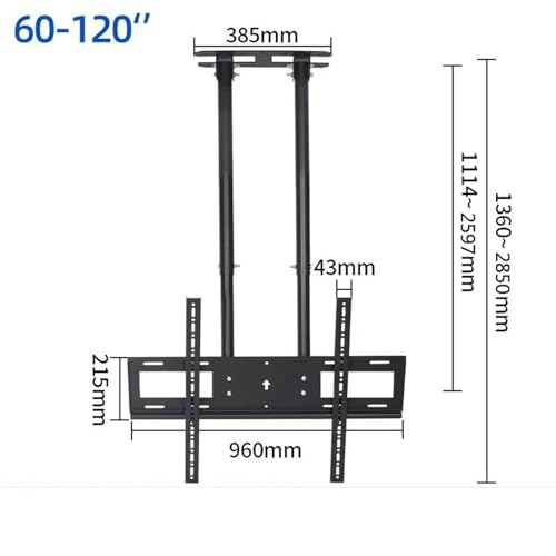 Support de plafond pour écran simple à 2 montants, fixation robuste inclinable de 60 à 120 - 3