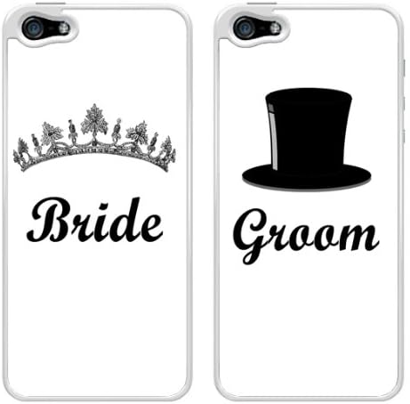 Bride and Groom Marriage Couple Snap-On Cover Hard Plastic Case Set for iPhone 5/5S - Set of 2 Cases (White)