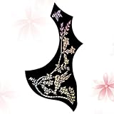 UPKOCH Wing Shaped Self-adhesive Black Pvc Pickguard with Colorful Flower Bird Pattern for Acoustic Guitar