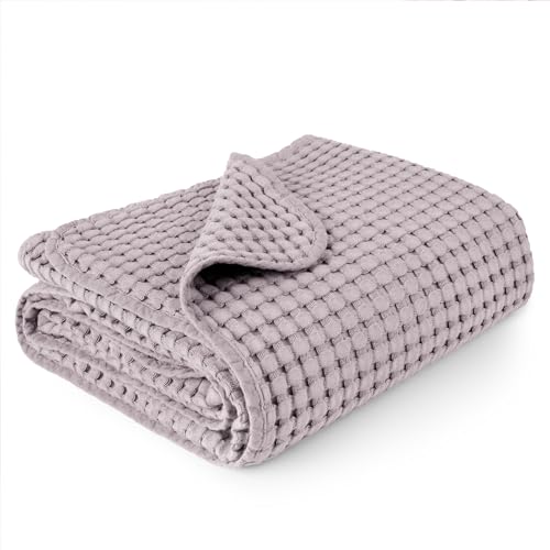 Image of Konssy Waffle Baby Blanket for Boys & Girls, Soft Newborn Swaddle Blanket | Waffle Knit, Cozy Crib Blanket Neutral for Nursery, Stroller Toddler Bed, Machine Washable, 41 inch x 37 inch(Purple)