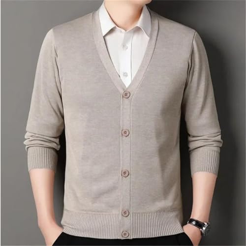 Men's Knit Cardigan Solid Color Slim Fit V-Neck Knitted Sweatercoat Sweater2