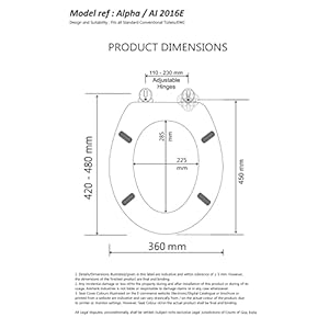 Adshank Toilet Seat Cover with non soft close hinges | White effect shade/color | Adaptable/Suitable to Convention Regular EWC commode toilet | Model : AI 2016E 00 PBn | With complete factory fitted Hinges.