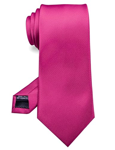 RBOCOTT Silk Hot Pink Tie Business Wedding Formal Necktie for Men (Hot Pink)