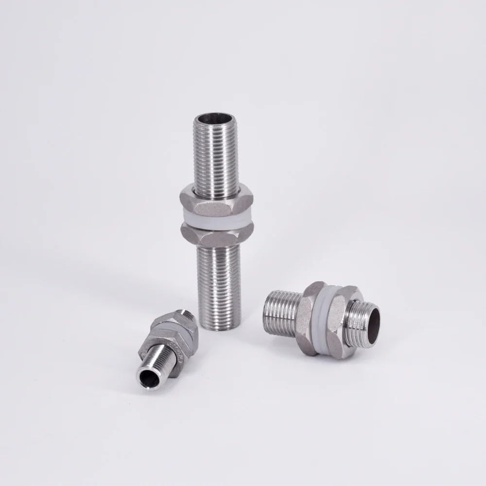 Conector pasamuros rosca completa BSP acero inoxidable, 1 Unidad