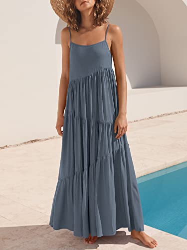 Image of ANRABESS Women Summer Casual Loose Sleeveless Sundress Spaghetti Strap Flowy Boho Linen Beach Vacation Maxi Long Dress