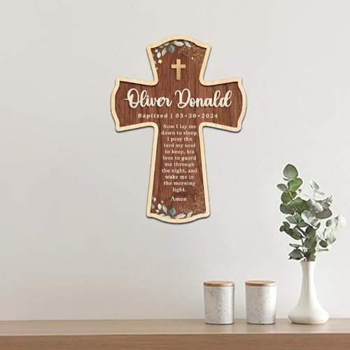 Image of Personalized Baptism Cross wood sign, Wooden sign Baptism gifts for Baby, Baptism Gift Girl /Boy, Christening Gifts Crosses for children, Baptized Cross Sign, Dedication Gift, Christening Gifts - A1