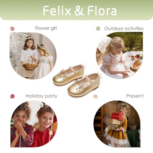 Image of Felix & Flora Toddler Flower Girl Dress Shoes - Girl Ballet Flats Party School Shoes Wedding