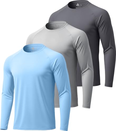 Image of ZITY 5 Pack Long Sleeve Shirts for Men UPF 50+ Sun Protection Fast Dry Lightweight Fishing Swim Rash Guard Workout Shirt