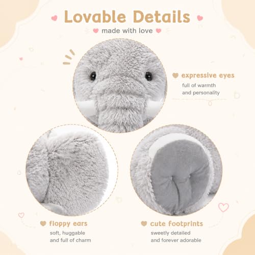 Image of MorisMos Giant Elephant Stuffed Animal, 19.6inch Large Stuffed Elephant Plush Toy Plush Soft Elephant Plush Gifts for Kids, Girls Boys,Toddlers, Gray