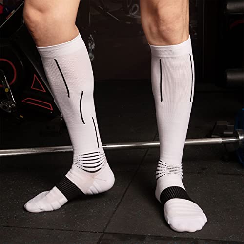 Sportcompressiekousen Lange buis licht marathon uitgevoerd fitness kalf compressie sokken 3 paar handdoek bodem lange buis sokken Voor Mannen En Vrouwen (Color : White, Size : XL) - Afbeelding 6