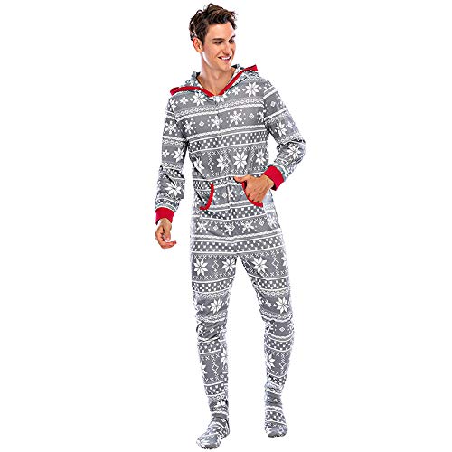 HUAZONG Grenouillère à capuche pour homme avec fermeture éclair et imprimé aztèque Unisexe - Gris - XL Cover