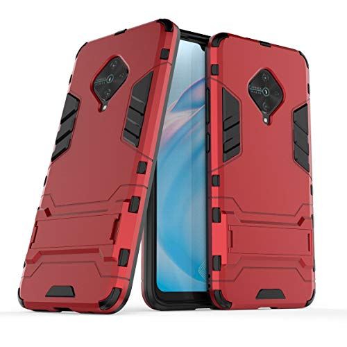 Yoodi Vivo S1 Pro Case, Vivo V17 Case, Vivo Y9s Case, Military Grade Protective Case [Invisible Kickstand] Dual Layer Anti-Drop Protection Cover Compatible with Vivo S1 Pro/Vivo V17/Vivo Y9s - Red