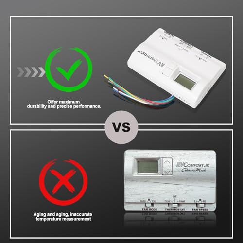Image of 83303362 Digital Thermostat Rv Thermostat Heat /Cool T-Stat Wall Compatible with Coleman Mach 8330-336 337 338 339 368 386 Air Conditioner Thermostat White Temperature Range -1C-37C