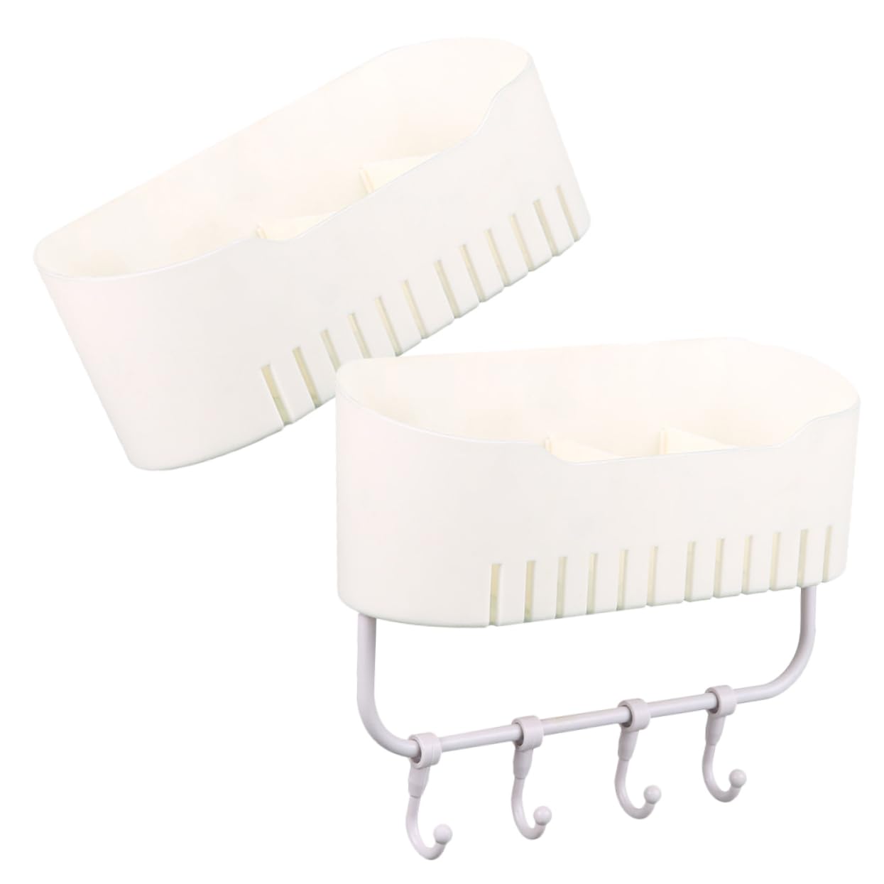 HOMSFOU 2Pcs Wall Mounted Bathroom Storage Rack Draining Organizer for Makeup and Toiletries Easy Install Shower Caddy with