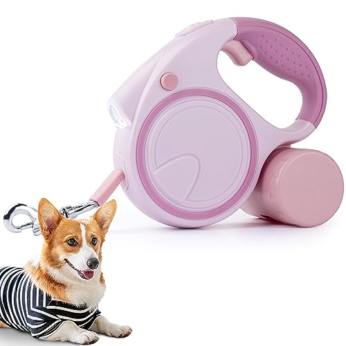 Perro, Video On Demand RONLADO Correa Retráctil para Perros(5M),Mascotas Retráctil para Perro con Tiras Reflectantes,Correa de Perro Ajustable para con Dispensador de Desechos y...