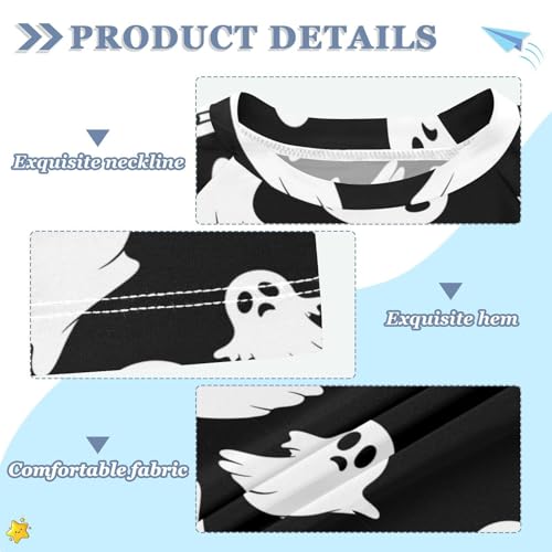 Boys Rash Guard Short Sleeve UPF 50+ Ghostly White Figures on Black Quick Dry Swim Shirts Swimwear for 3-12Y3