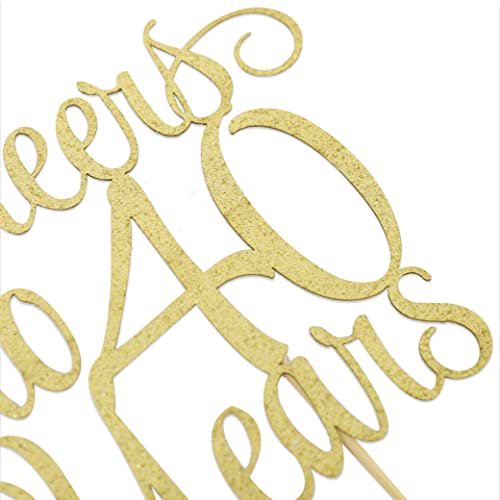 Cheers To 40 Years Cake Topper - 40Th Birthday Cake Topper，40 Cake Topper，Happy 40Th Birthday Cake Topper，40Th Birthday Cake Topper For Women/Men，40Th Anniversary Cake Topper Party Decorations #TOP6