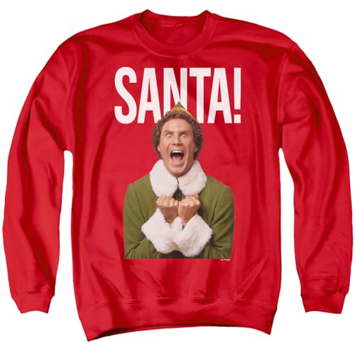 Popfunk Elf Christmas Saaaaaanta Unisex Adult Crewneck Sweatshirt (Large) Red
