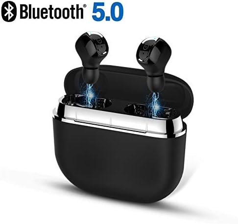 【Bluetooth 5.0】 Wireless Headphones IP67 Waterproof and 2200mAh Charging Box Bluetooth Headphones,with Mic Noise Cancelling Sport Wireless Earbuds and HiFi Stereo Sound for iPhone and Android (Black)