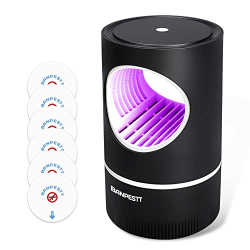 Banpestt Fruit Fly Traps For Indoors - Bugs Trap Catcher & Killer For Mosquito, Gnat, Moth - Catch Flying Insect With Attractive Lighting,Suction & Sticky Glue Board(Black) #TOP20