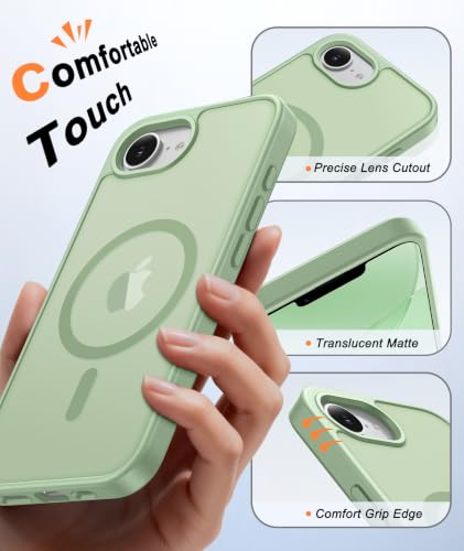 Image of FNTCASE for iPhone 17e Case Light Green: Translucent iPhone 16e Cases Compatible with MagSafe, Camera Protection & Tempered Glass Protector, 14FT Military Grade Drop Tested, Matte Skin-Friendly Cover