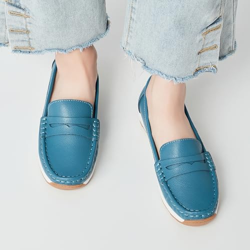 Image of Women's Loafers Moccasin Casual Slip On Flat Shoes Comfortable Leather Driving Loafers Lightweight Nurse Work Shoes