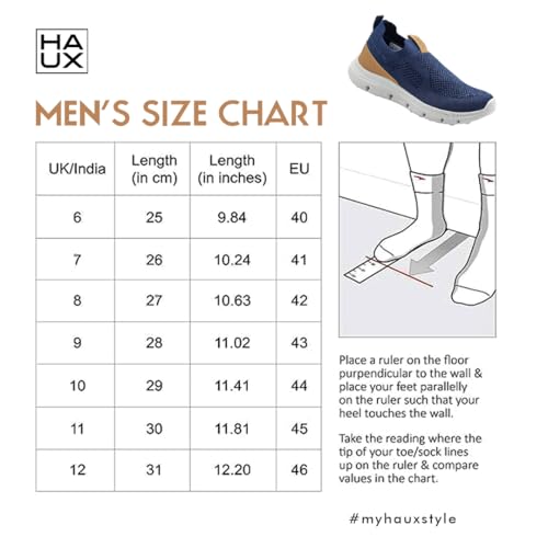 Image of HAUX Men's Slip-On Running Shoes | Lightweight Sports Sneakers with Memory Foam Cushioning | Walking, Gym, Jogging, Training | Ultra Comfort & Style