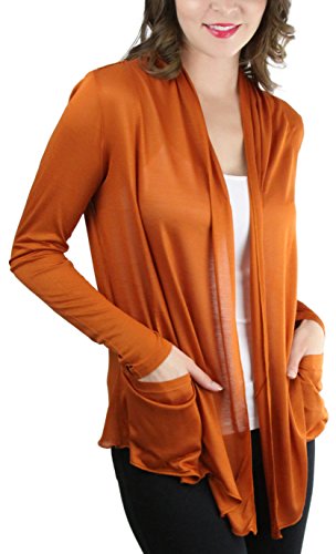 Image of ToBeInStyle Womens Open Front Long Sleeve Lightweight Asymmetrical Draped Cardigan with Side Pockets