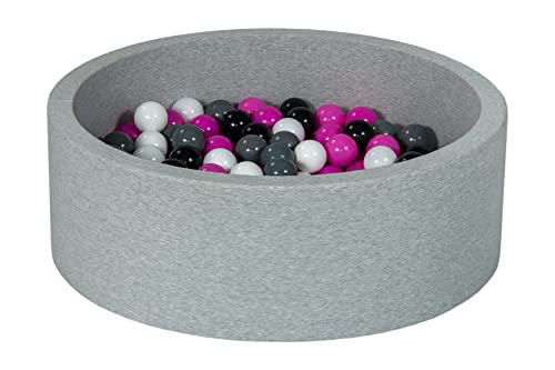 Velinda Piscine a balles pour Enfant, Aire de Jeu + 150 balles (Couleurs des balles: Noir, Blanc, Rose,Gris)