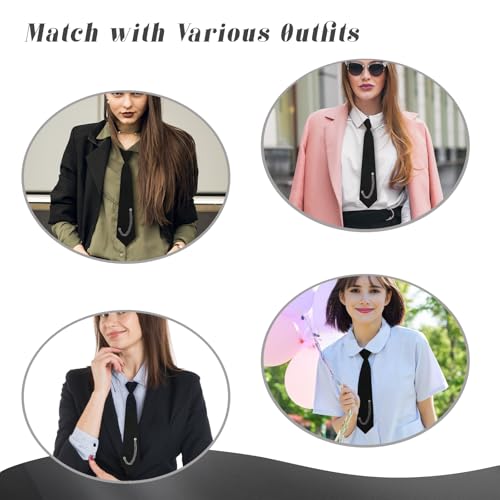 Image of LJBFNN Pre-Tied Ties for Women with Metal Chain, Uniform Shirt Accessory