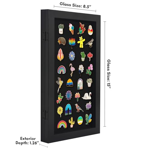 Americanflat 15x8.5 Pin Display Case - Ideal for Enamel Pins, Medals, Jewelry, Memorabilia - Silhouette Collection - Black Pin Collection Display with Shatter-Resistant Glass for Wall Decor by Americanflat - Image 2