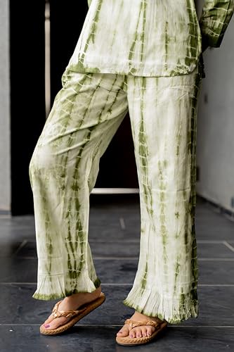 Image of MIRCHI FASHION Pure Cotton Cord Set | Shibori Printed Short Kurti with Palazzo Pant | Ethnic Co-ord Set for Women | Summer Office Wear