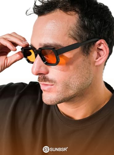 Retro Rectangle Sunglasses for Men Women Trendy Small Square Thick Frame Sun Glasses 90s Vintage Shades3