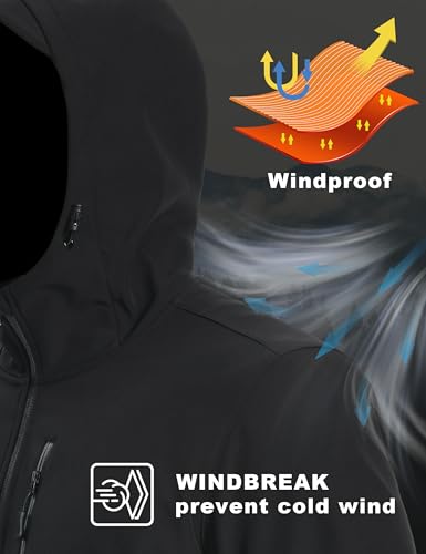 MAGCOMSEN Men's Waterproof Fleece Lined Rain Jacket Lightweight Softshell Raincoat with Hood Winter Hiking Windbreaker3